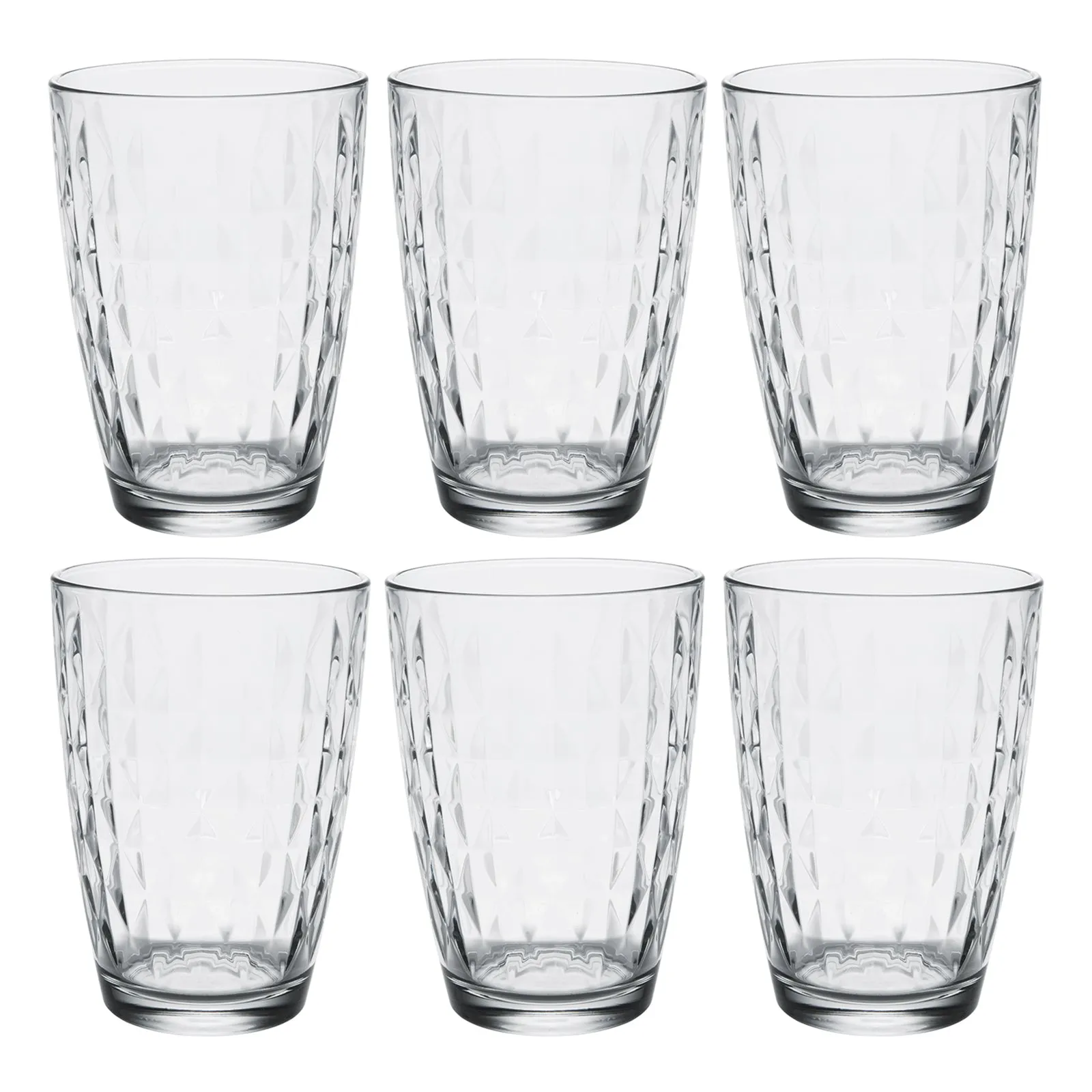 Artemis Modern Clear Glass Iced Tea Cups, Drinking Glasses Water Juice Soda Beverage Tumblers, Set of 6