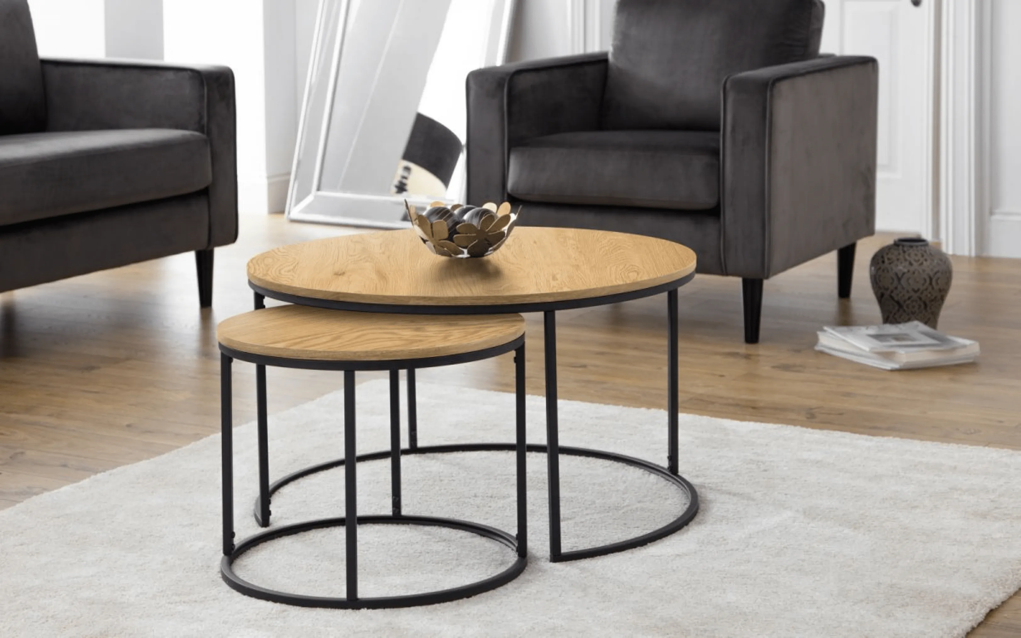 Bellini Round Nesting Coffee Table - Oak