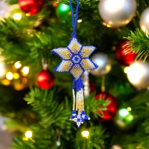 Blue and silver Handmade Beaded Star