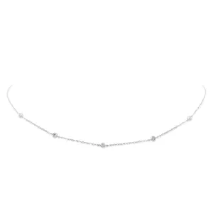 Brilliant Cut Diamond Trace Link Necklace - 18ct White Gold