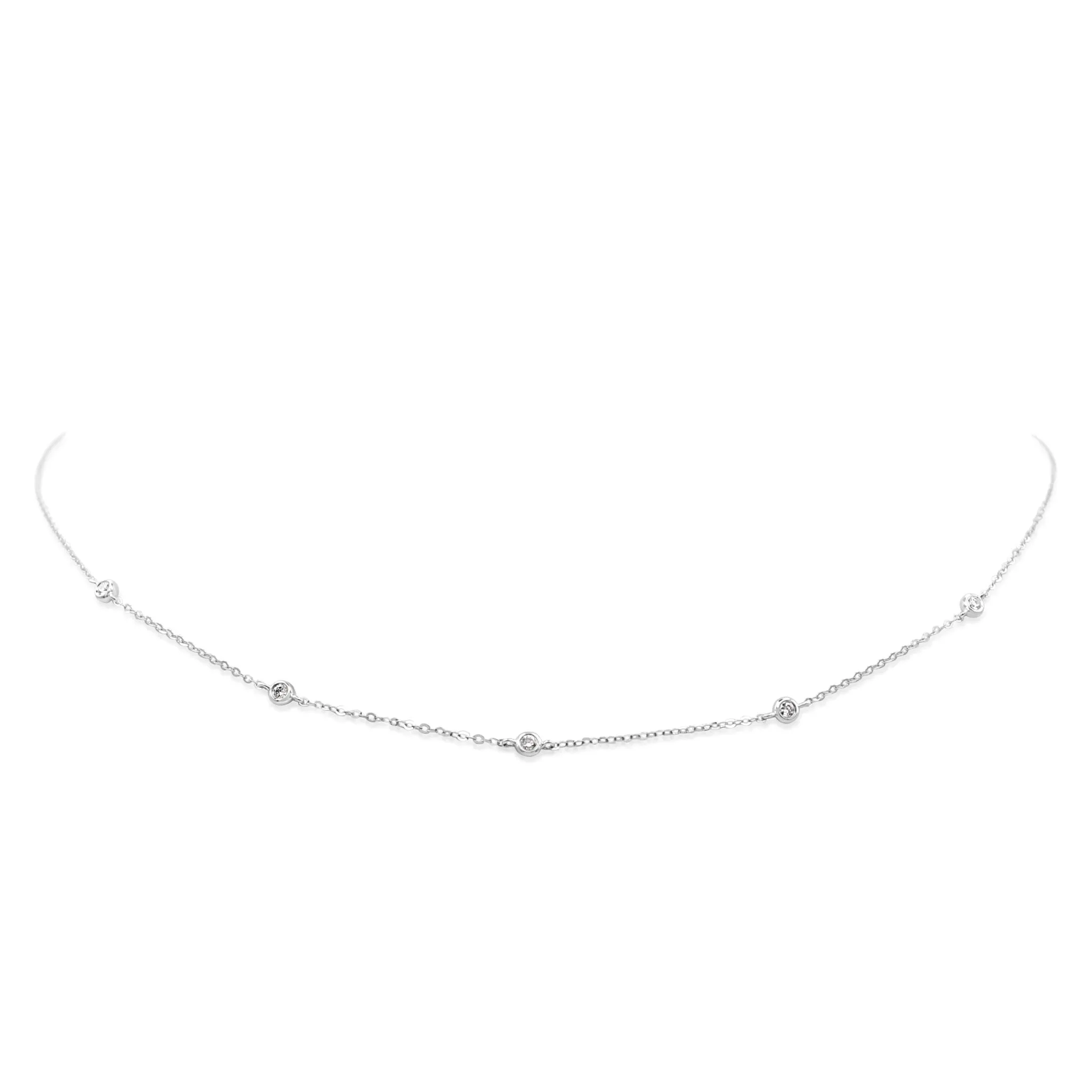 Brilliant Cut Diamond Trace Link Necklace - 18ct White Gold