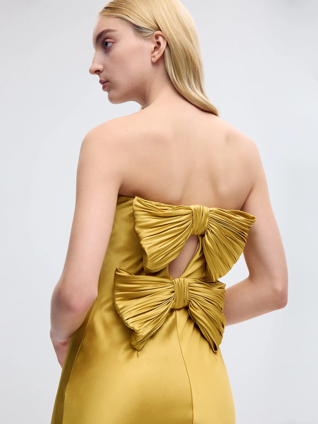 Bustier Gown with Bows in Gold