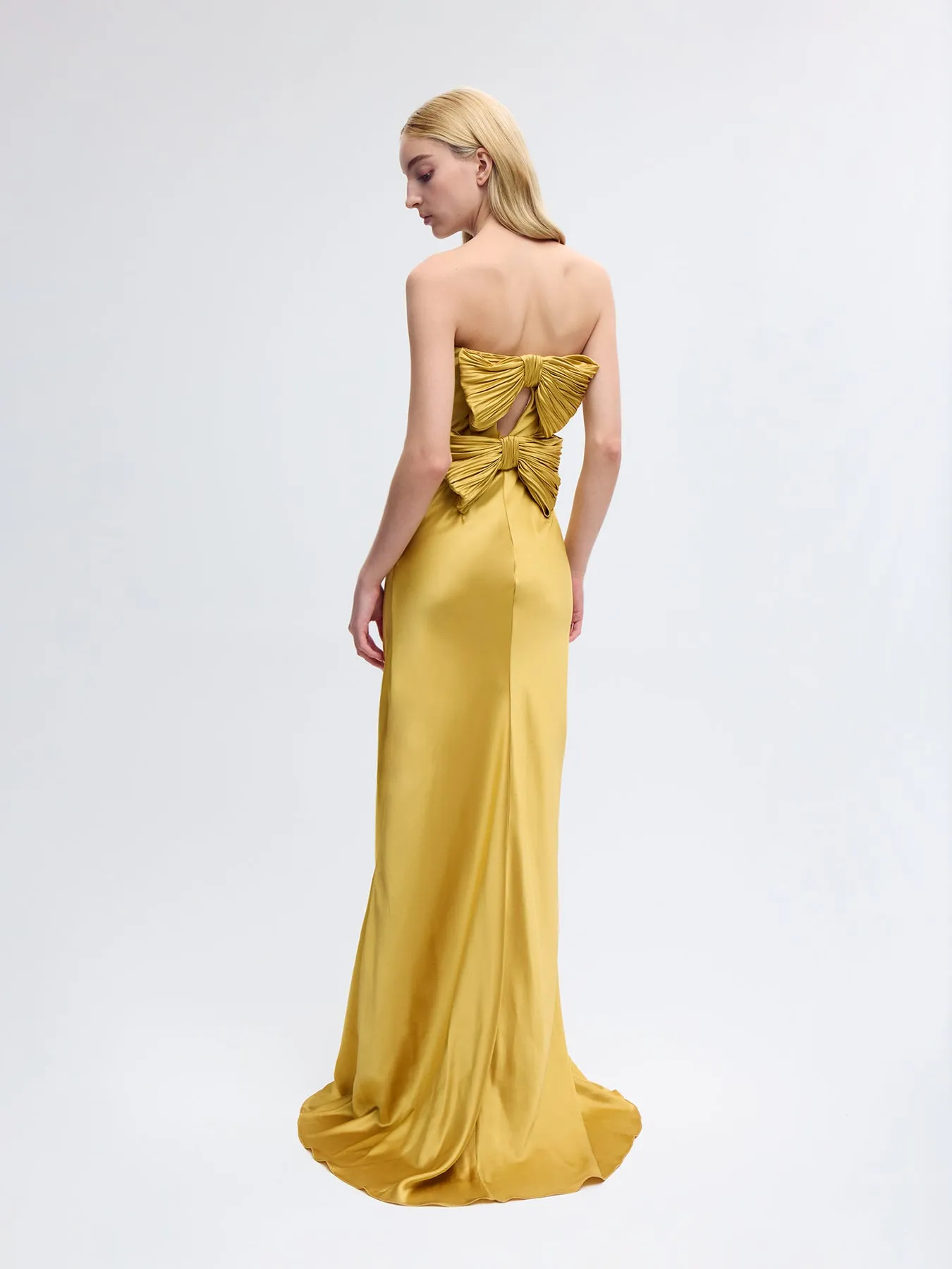 Bustier Gown with Bows in Gold