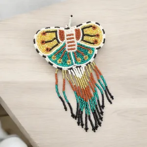 Butterfly Beaded Barrettes with Fringes (6)