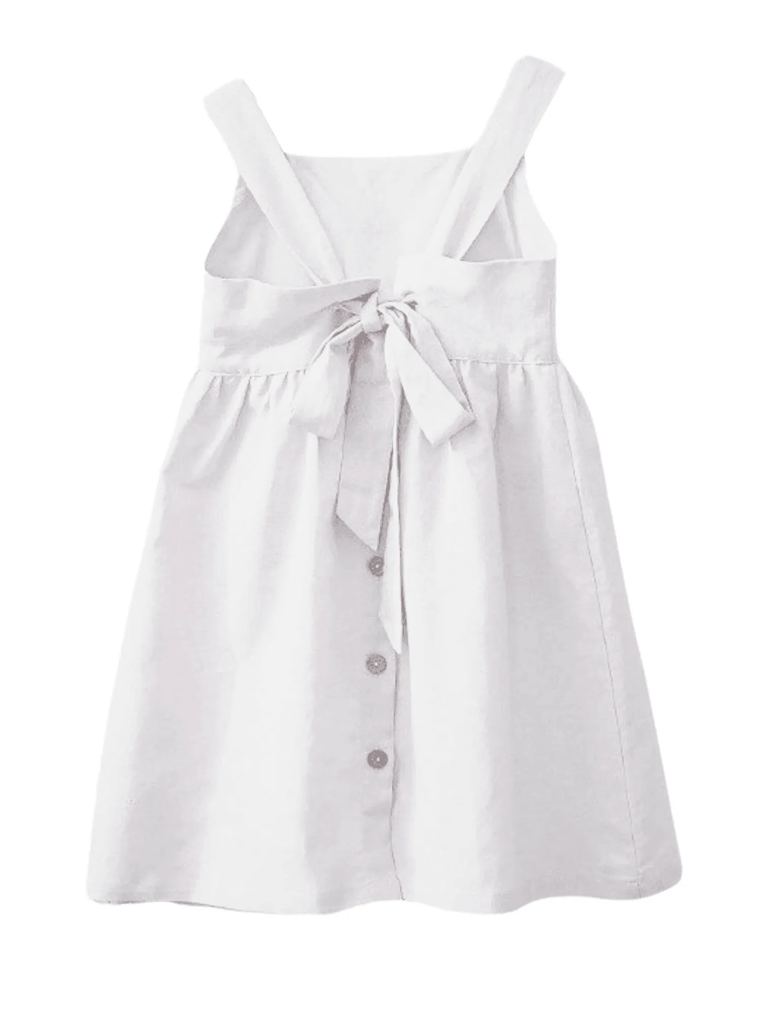 Cotton And Linen Girl's Sleeveless Suspender Dress With Adjustable Shoulder Straps