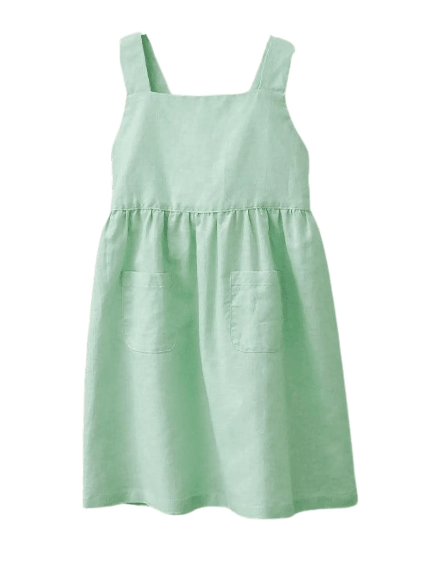 Cotton And Linen Girl's Sleeveless Suspender Dress With Adjustable Shoulder Straps