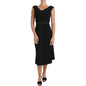 Dolce & Gabbana Elegant Black Sheath Wool Dress