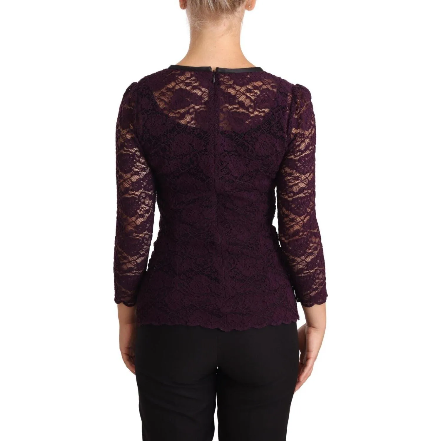 Dolce & Gabbana Elegant Sheer Lace Long Sleeve Blouse