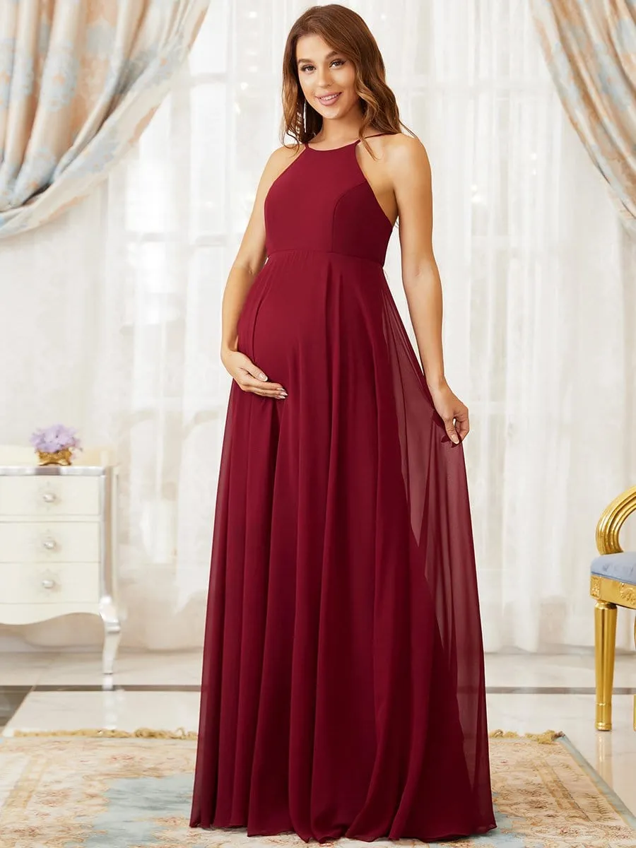 Elegant Halter Top Tulle A-Line Maternity Dress