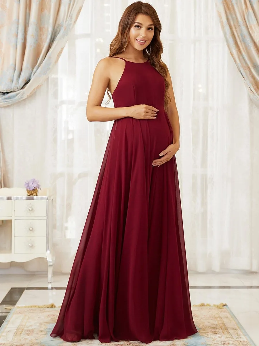 Elegant Halter Top Tulle A-Line Maternity Dress