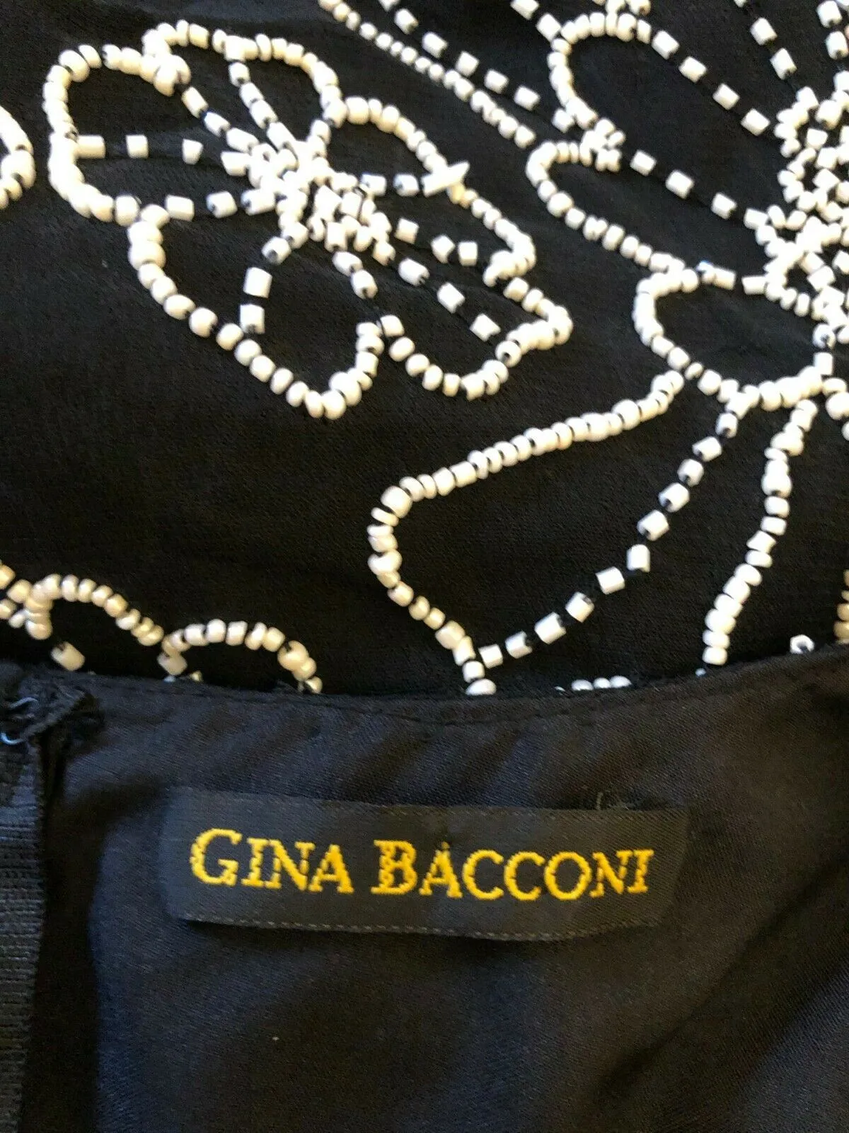 Gina Bacconi Vintage 80's Silk Beaded Black Evening Top UK 12 US 8 EU 40