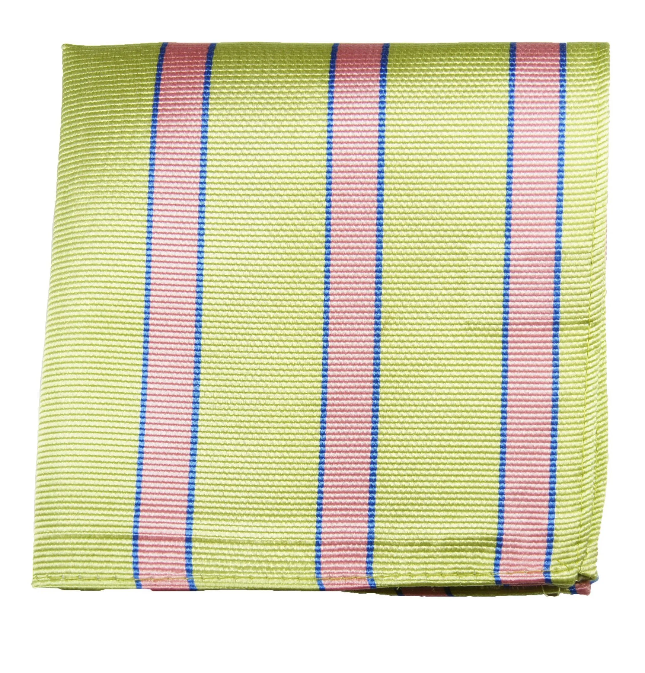 Green and Pink Striped Silk Pocket Square