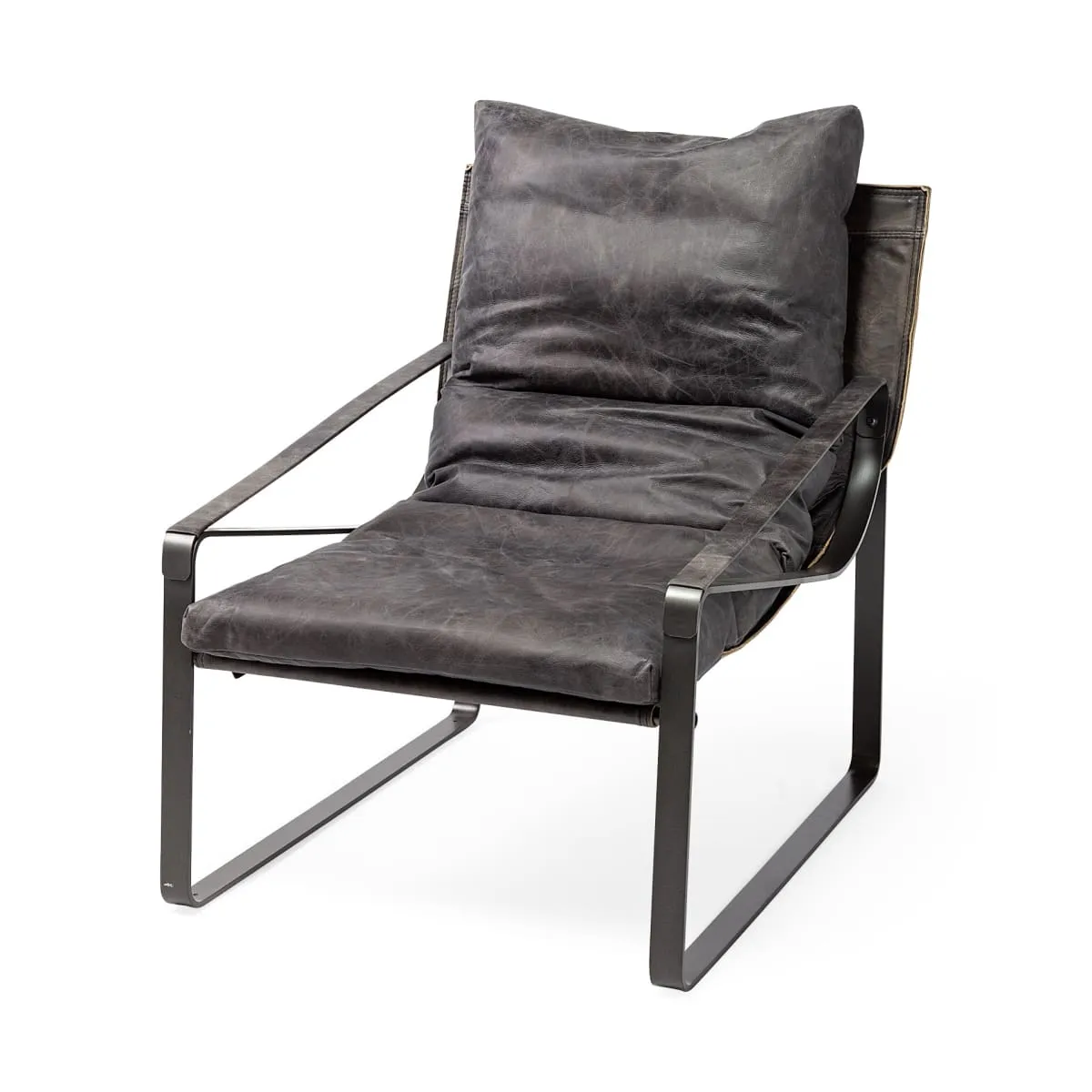 Hornet Accent Chair Black Leather | Black Metak