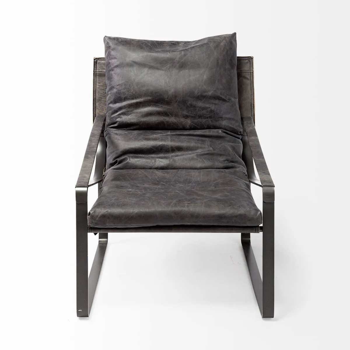 Hornet Accent Chair Black Leather | Black Metak