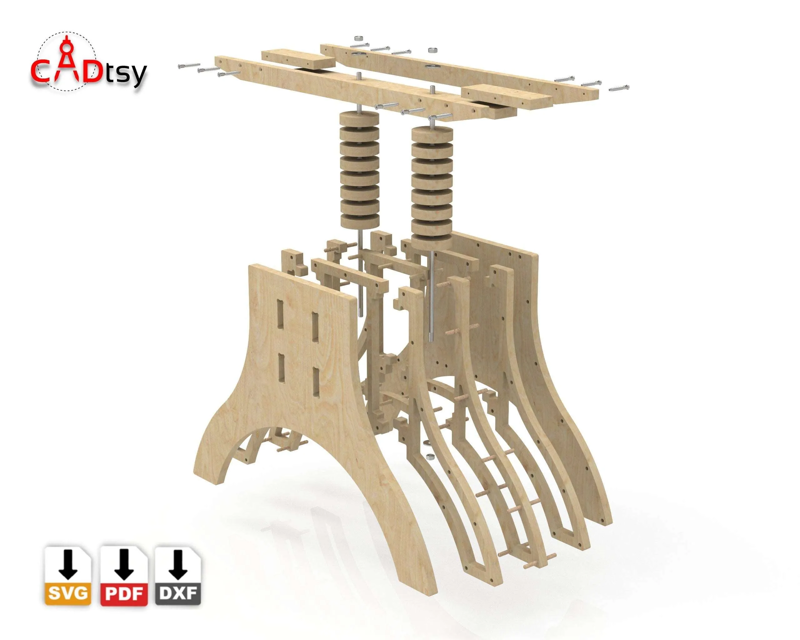 Industrial Table Base Leg DXF/SVG - CNC Router Cutting Files, 710 mm/28" Height