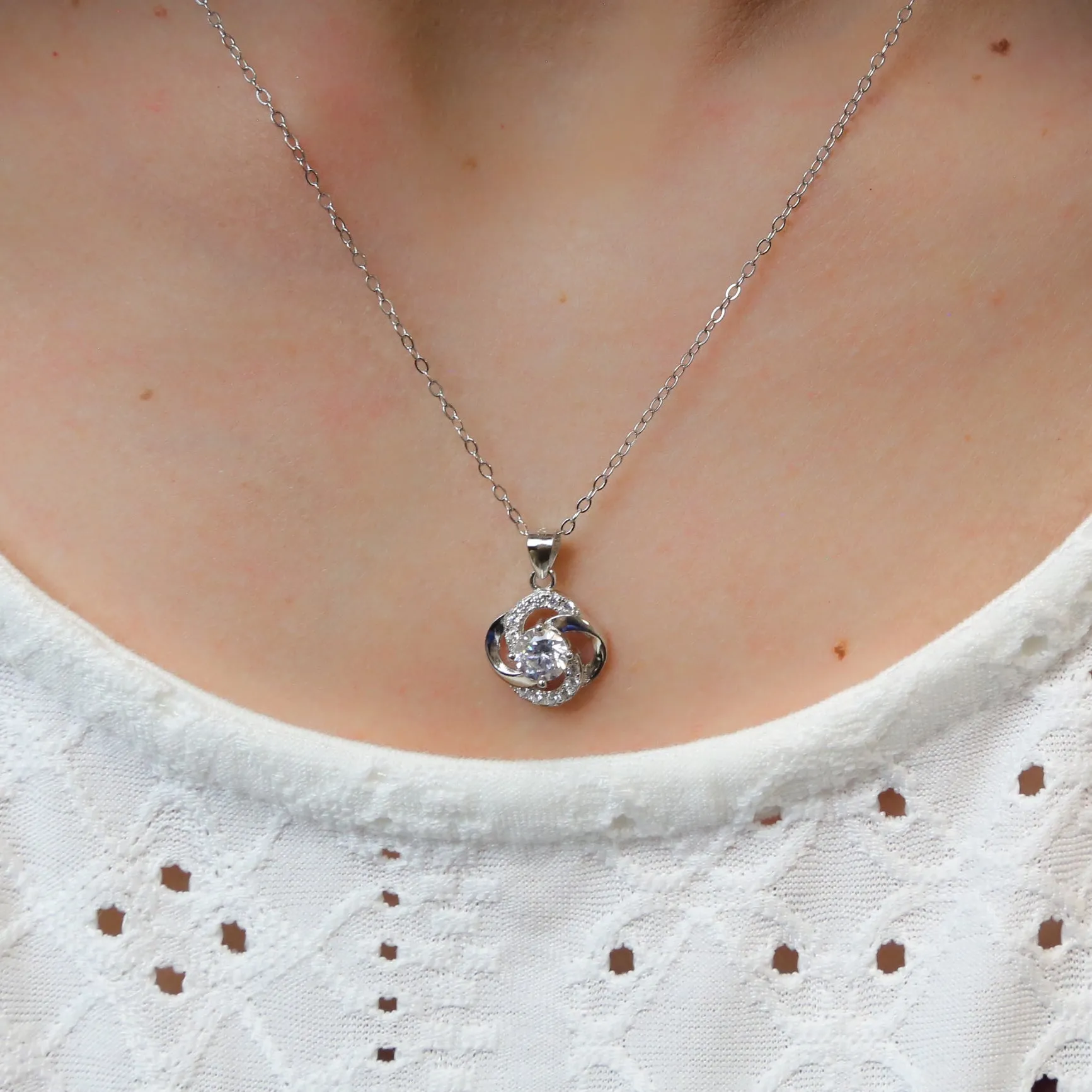 IRIS | Sterling Silver CZ Zircon Round Pendant Necklace