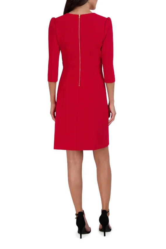 Julia Jordan Pleated Ruffled-Front Sheath Dress