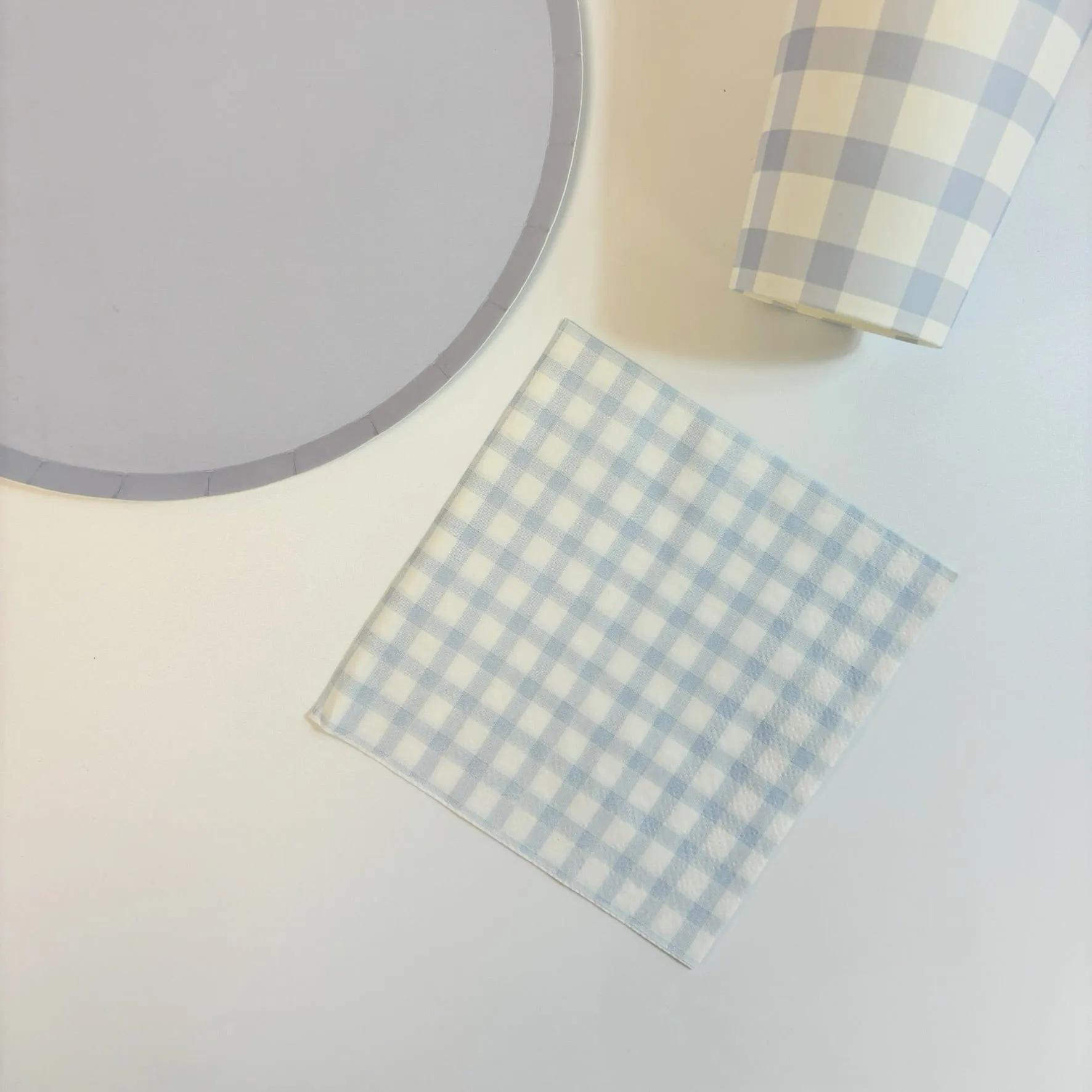 Light Blue Plaid Party Cocktail Napkins x 24