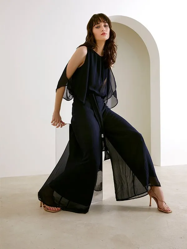 Lucien Navy Chiffon Jumpsuit