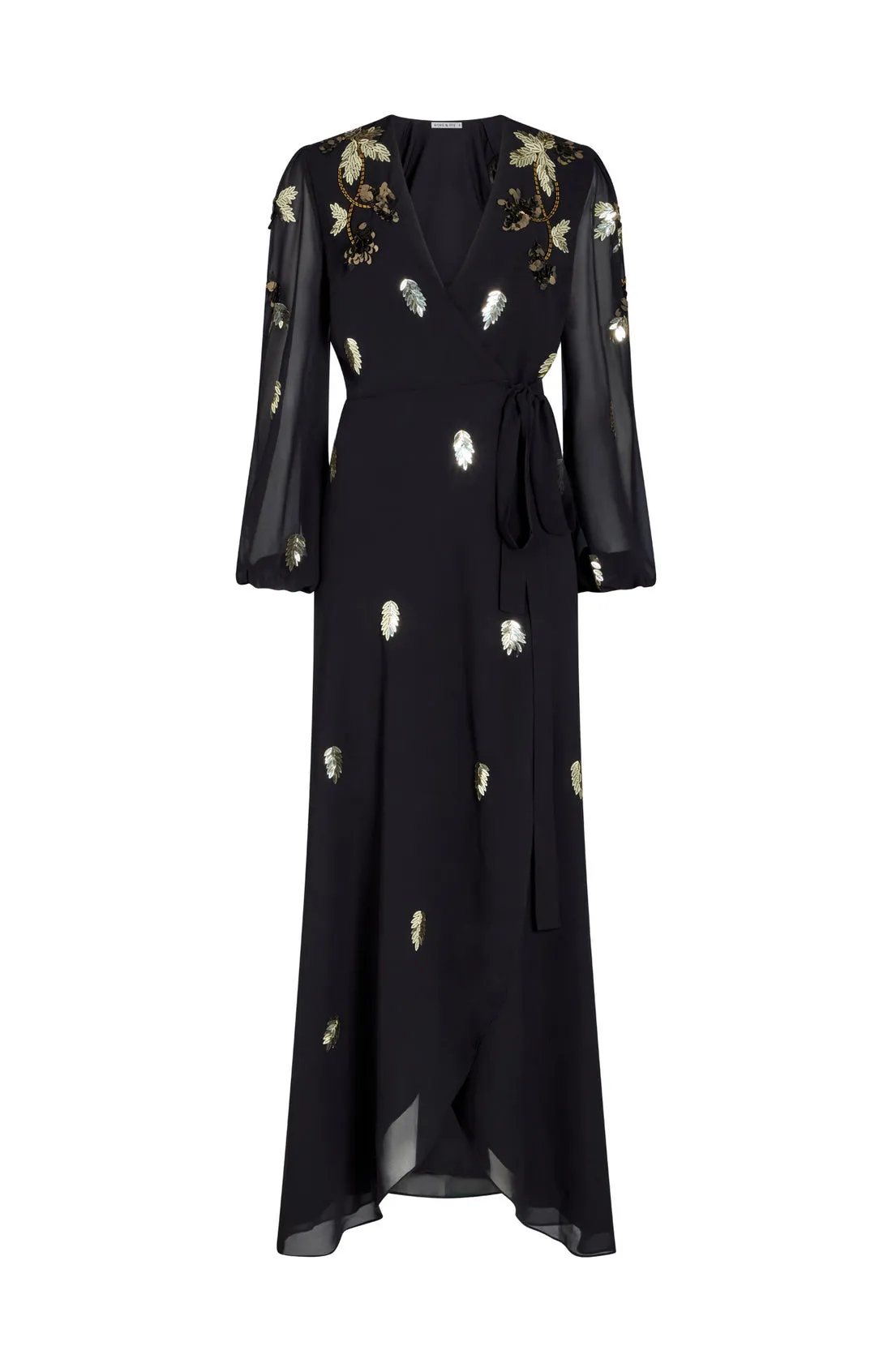 Melanie Embellished Wrap Dress