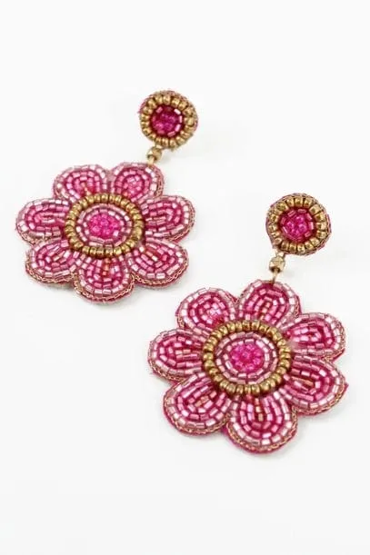 My Doris Folk Pink Floral Earrings