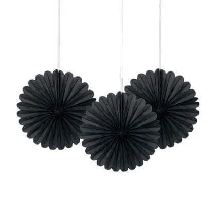 Paper Decorative Fan 6" Black - 3 ct.