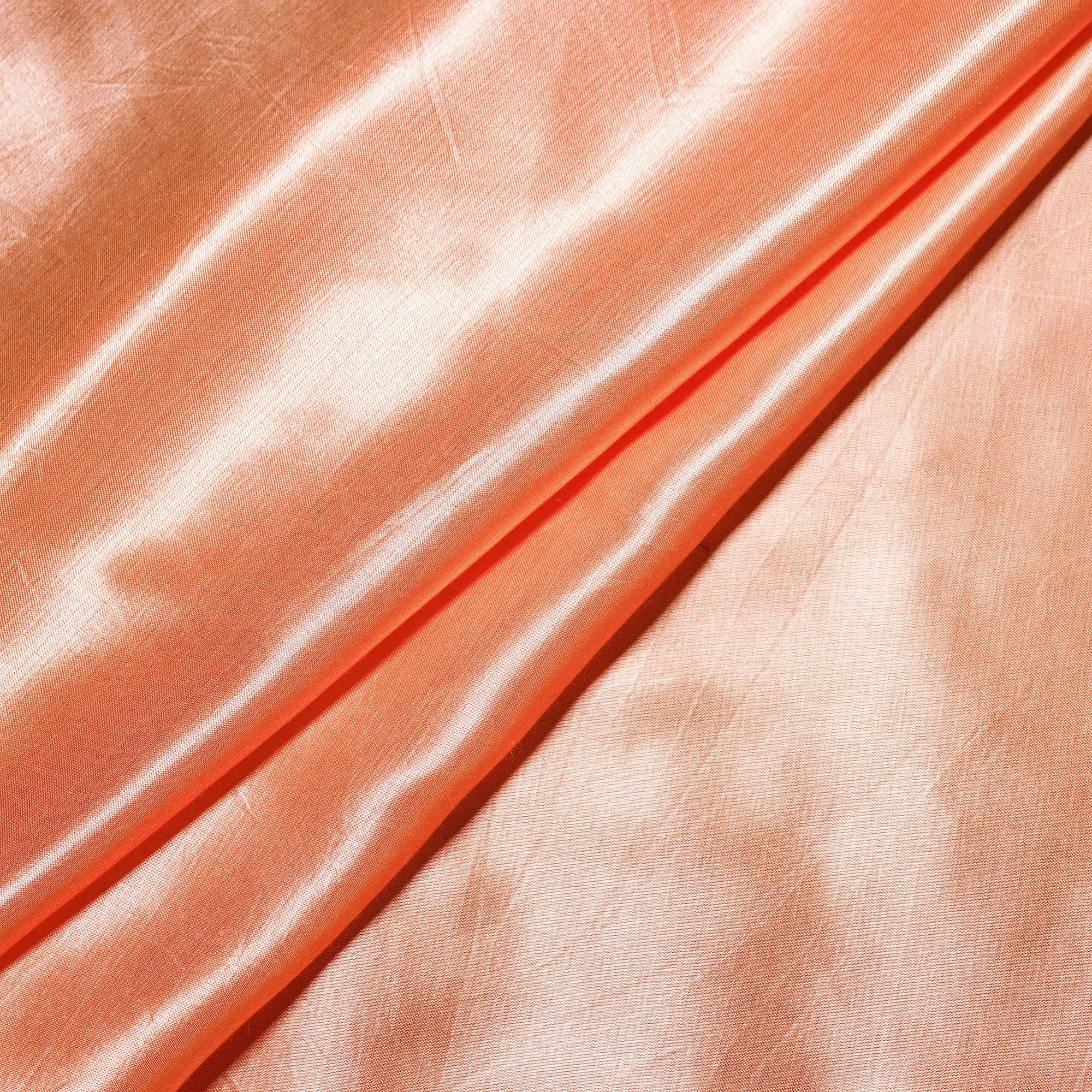 Peach - Pure Mashru Silk Plain Fabric (Width - 45 in)