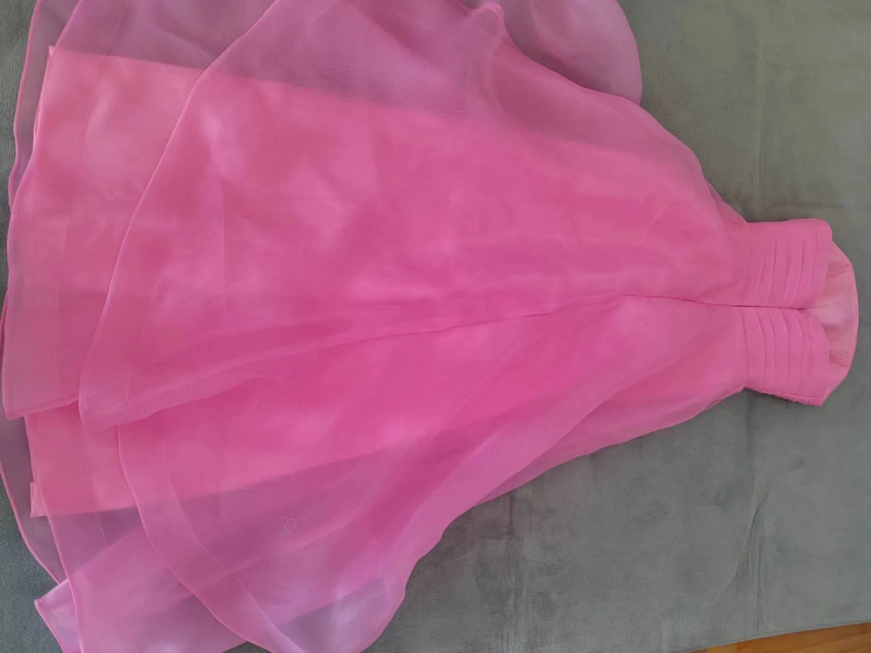 Pink Prom Dress Tulle Evening Gown Strapless Ruffles A-line Simple Prom Dresses For Teens