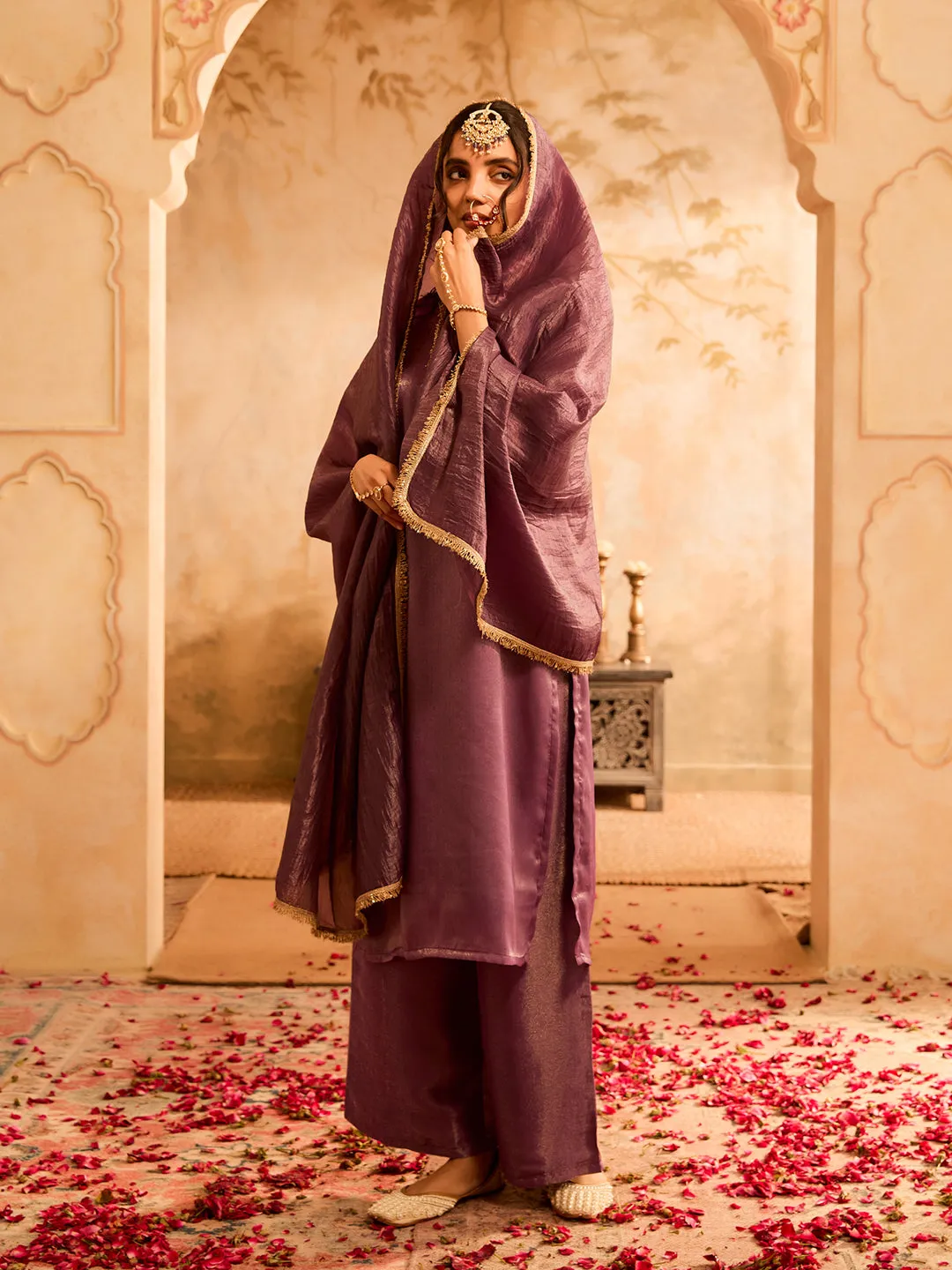 Rajkumari Katha Purple Silk Kurta Set Inspired by Royal Tales