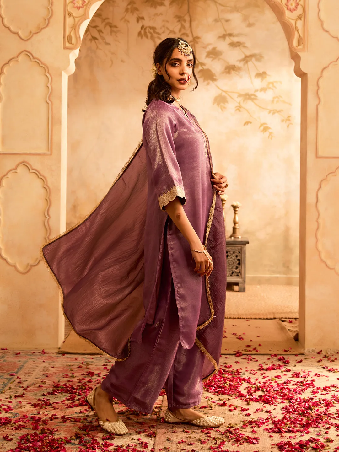 Rajkumari Katha Purple Silk Kurta Set Inspired by Royal Tales