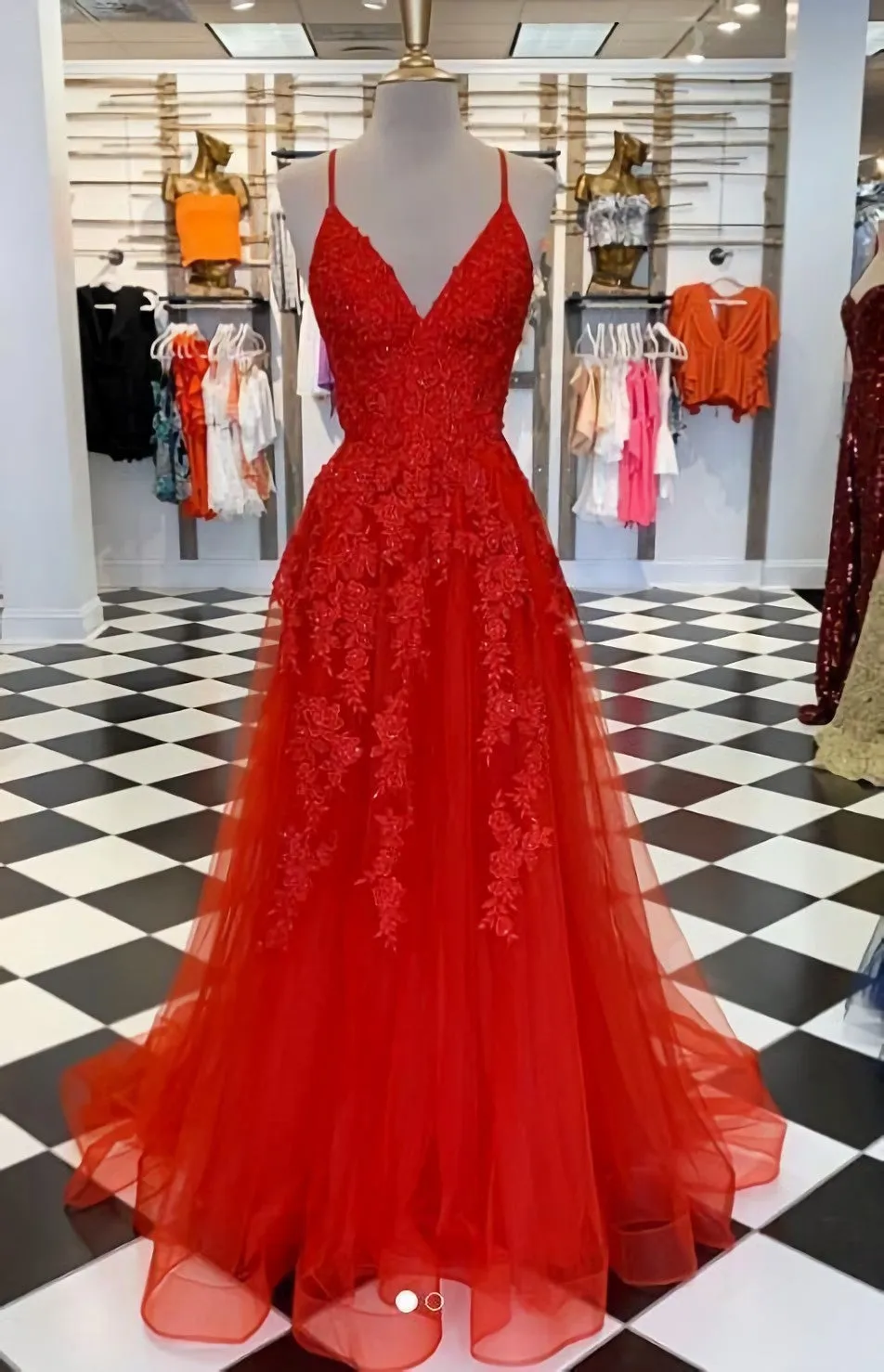 Red Lace Prom Dress Prom Dresses Evening Dress Formal Gown Graduation Party Dress 2693