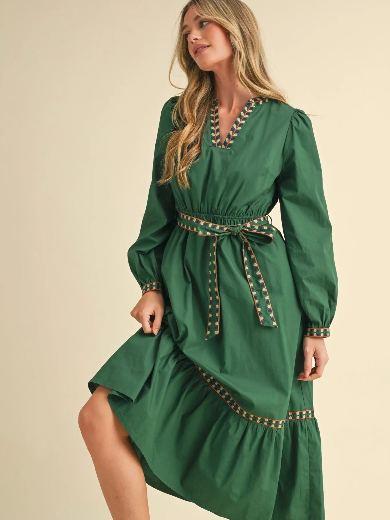 Saralee Embroidered Midi Dress