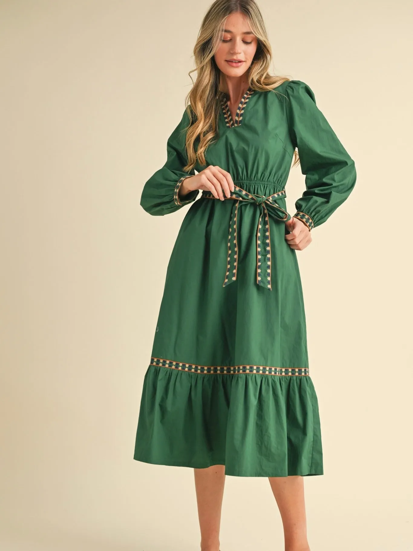 Saralee Embroidered Midi Dress