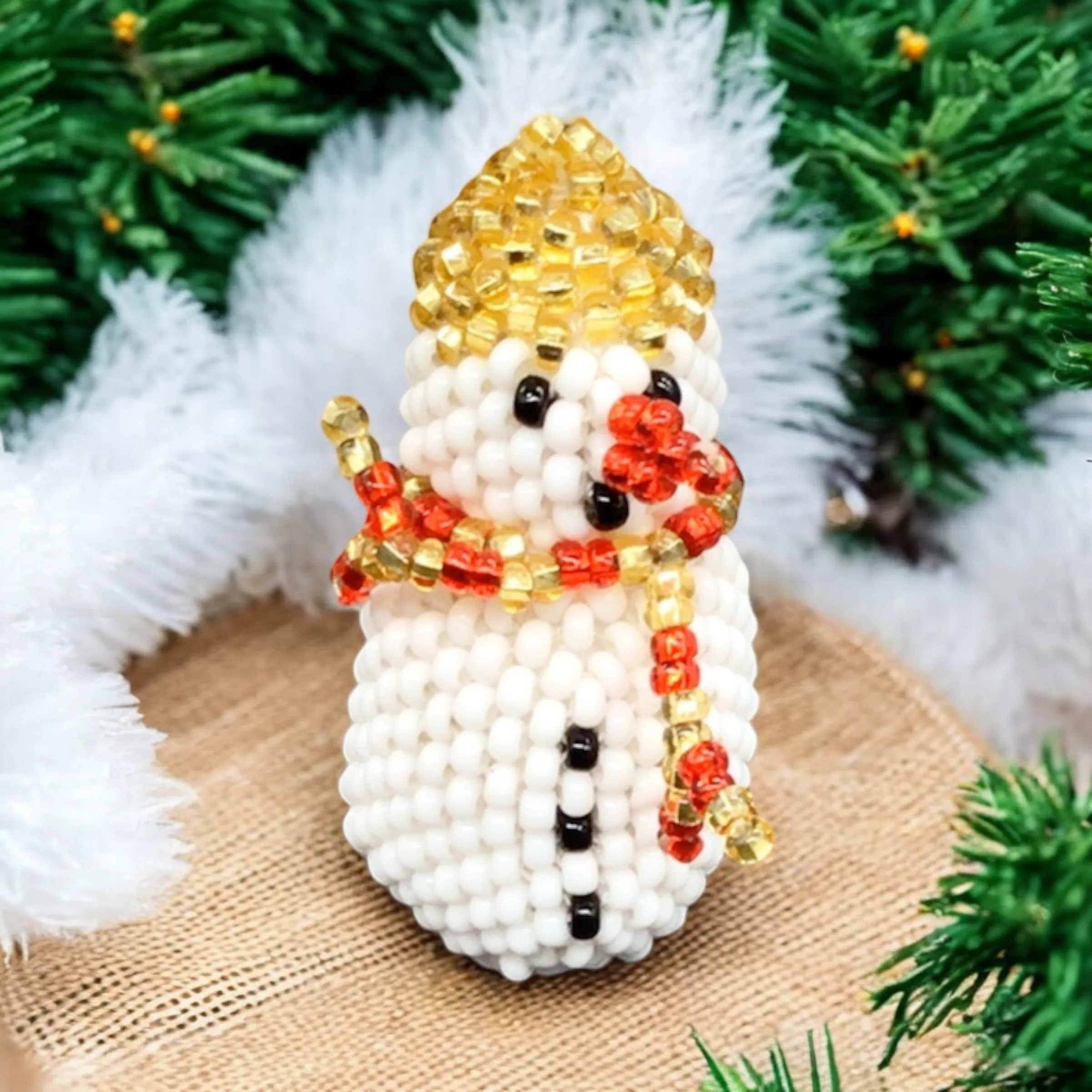 Snowman Beaded Christmas Ornament