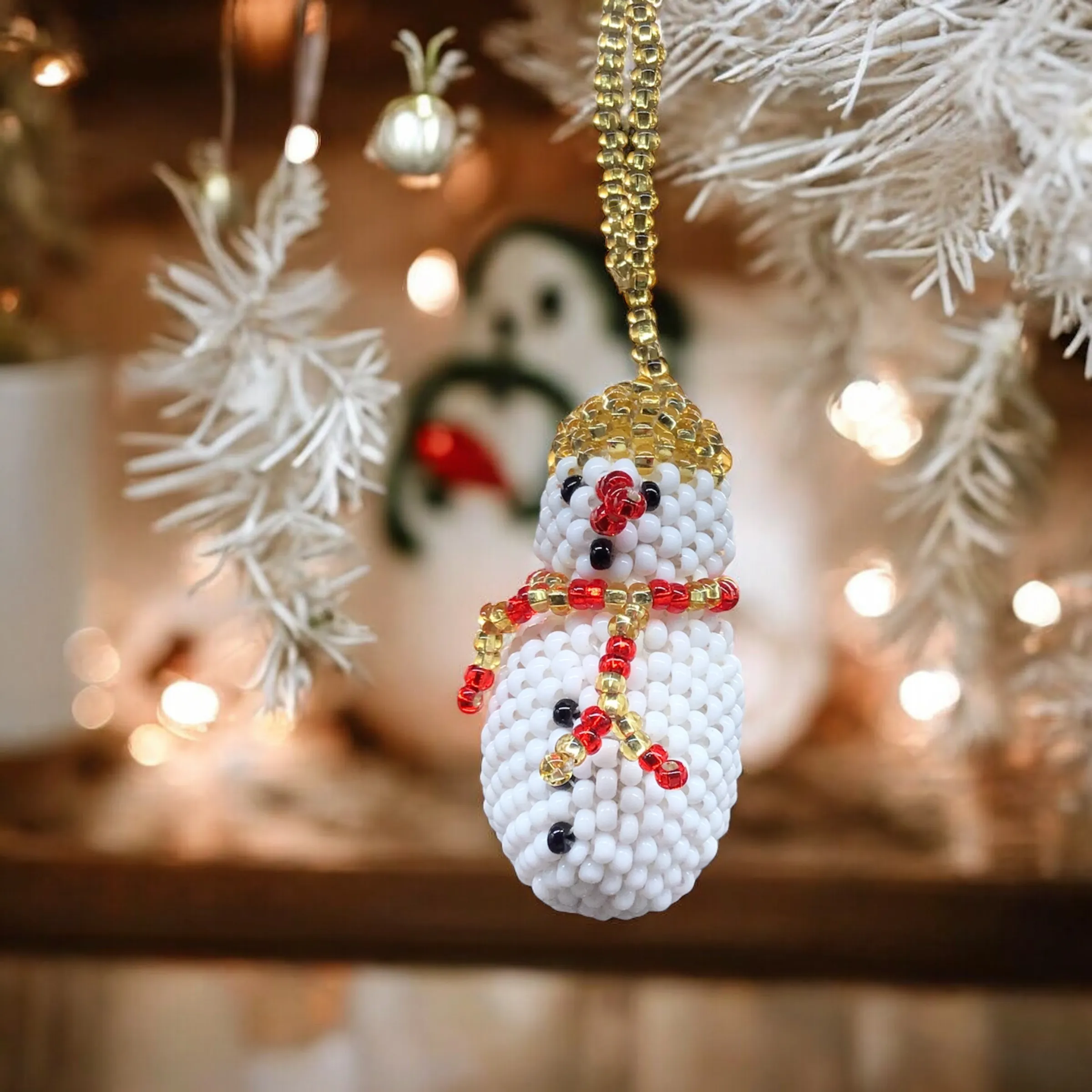 Snowman Beaded Christmas Ornament