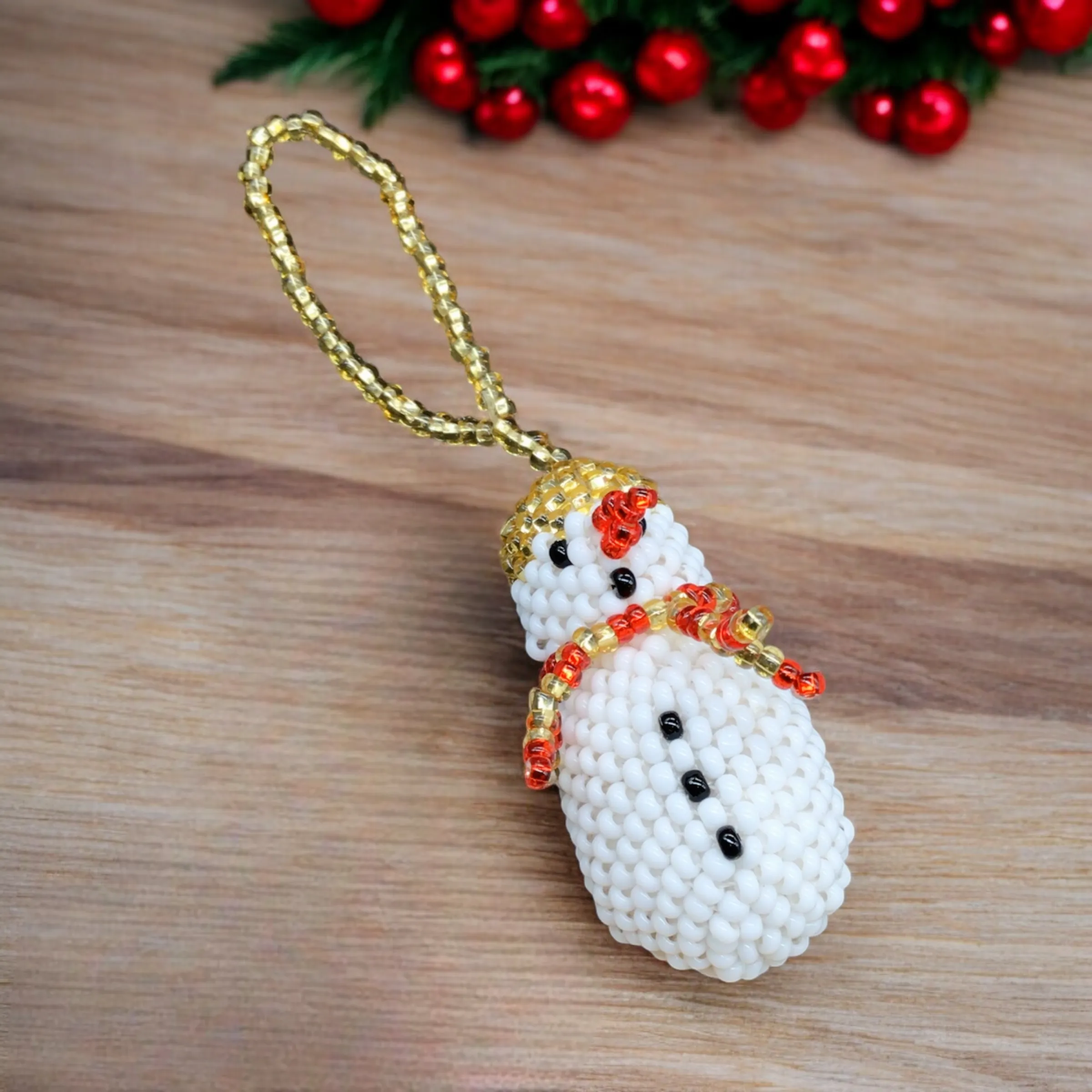 Snowman Beaded Christmas Ornament