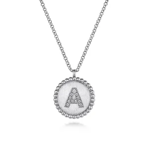 Sterling Silver Diamond Bujukan Initial "A" Necklace, 0.05 CTW, 17.5" length