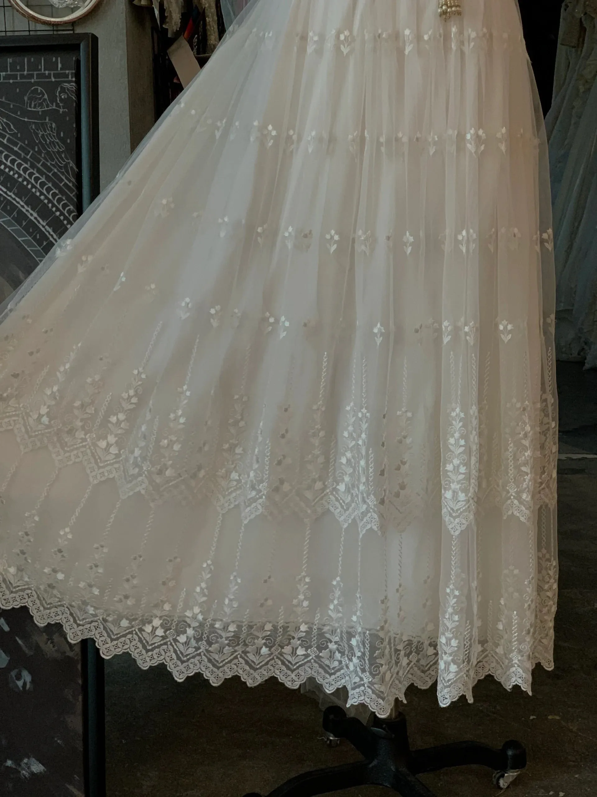 Vintage Style 70s Ankle Length Wedding Dress