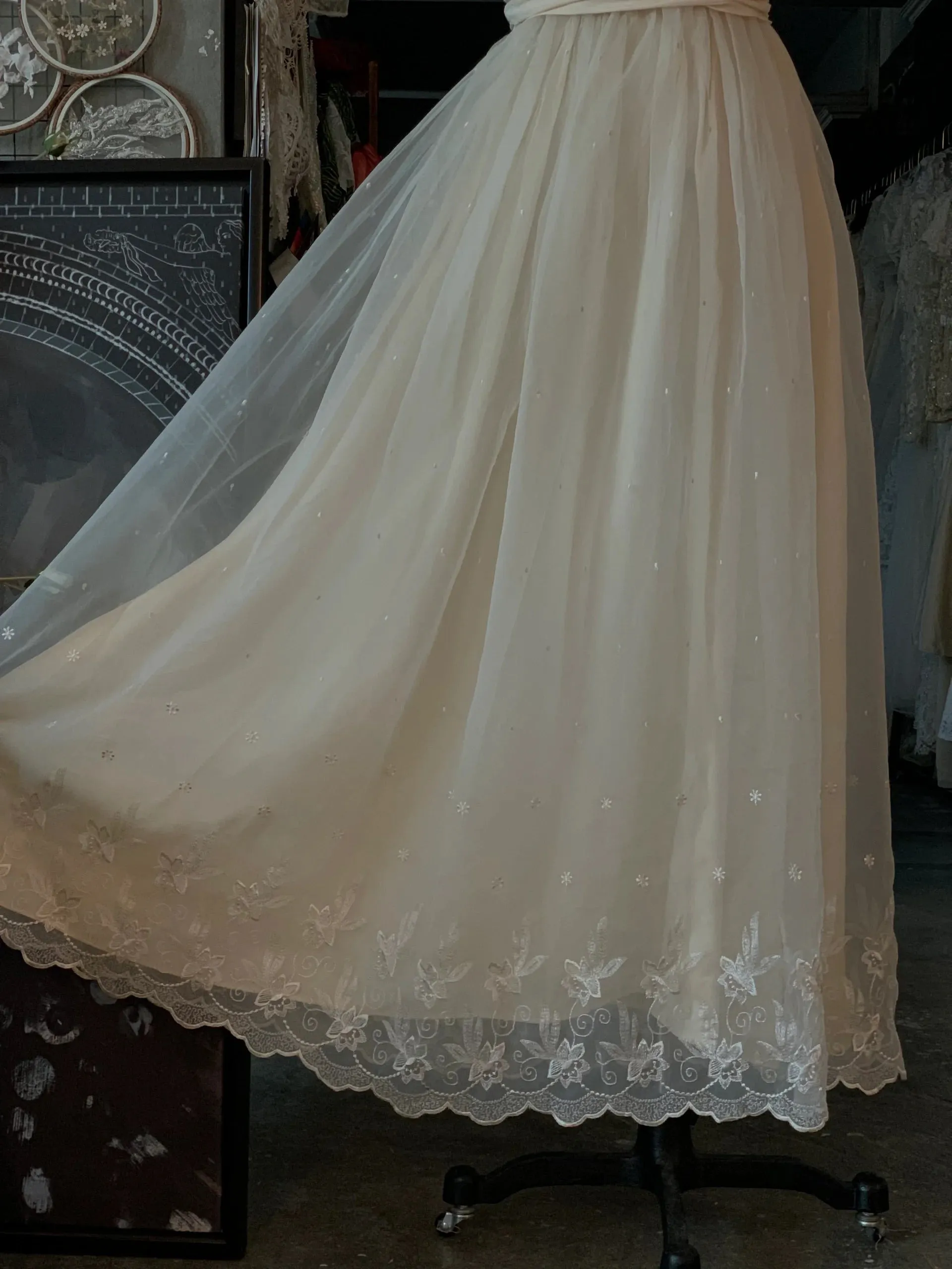 Vintage Style 70s Ankle Length Wedding Dress