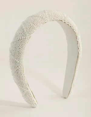 White Facet Bead Detailed Headband