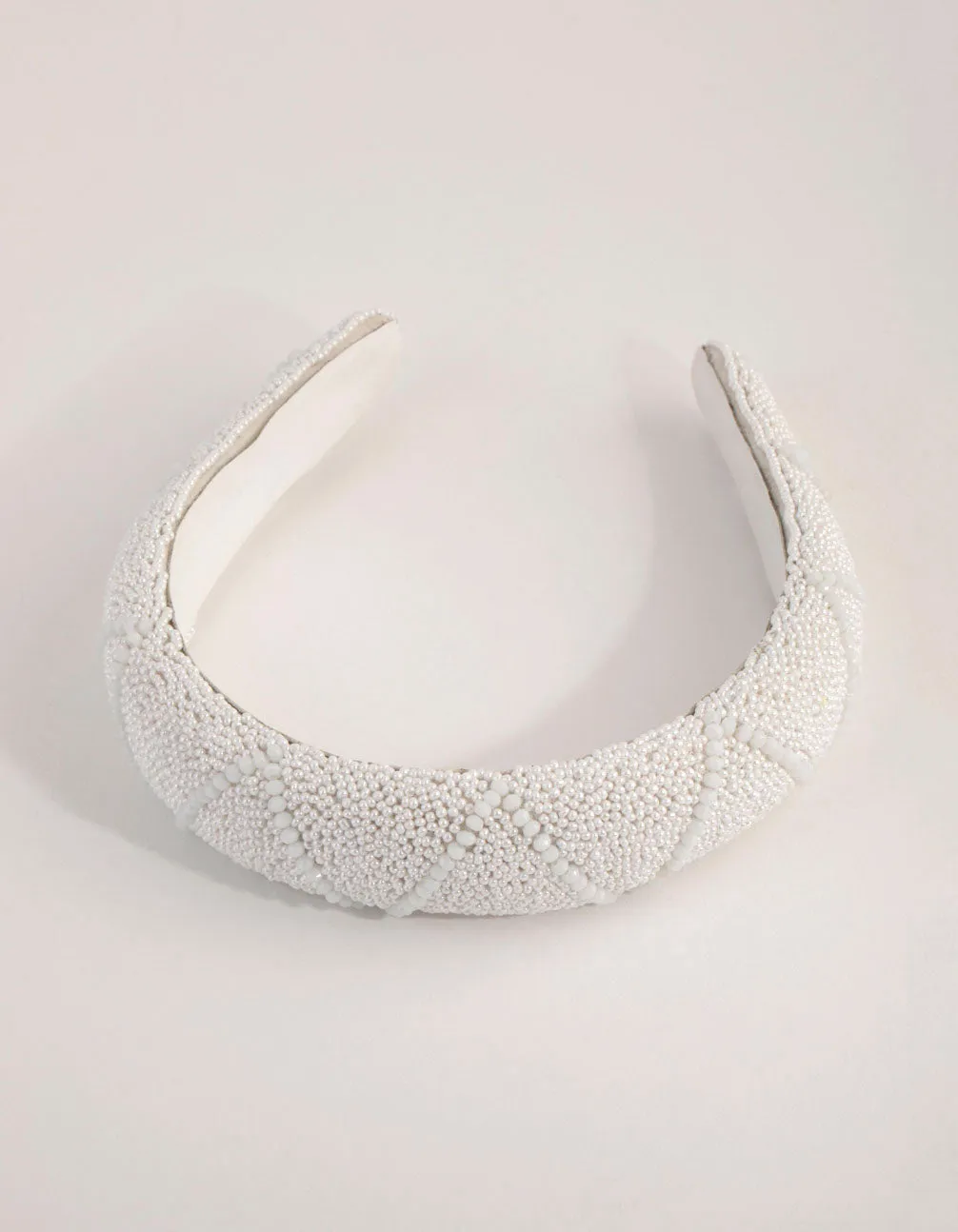 White Facet Bead Detailed Headband