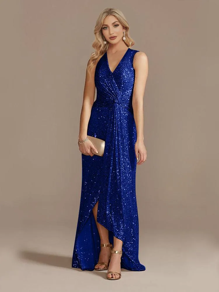 Women's Sequin Twisted Irregular Evening Dress